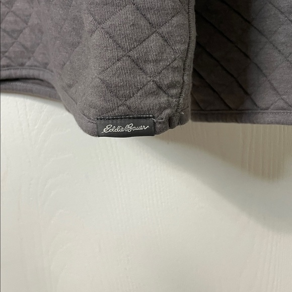 Eddie Bauer Men's Gray 1/4 Zip-Up Quilted Sweater Pocket Size Large Tall - Picture 4 of 8